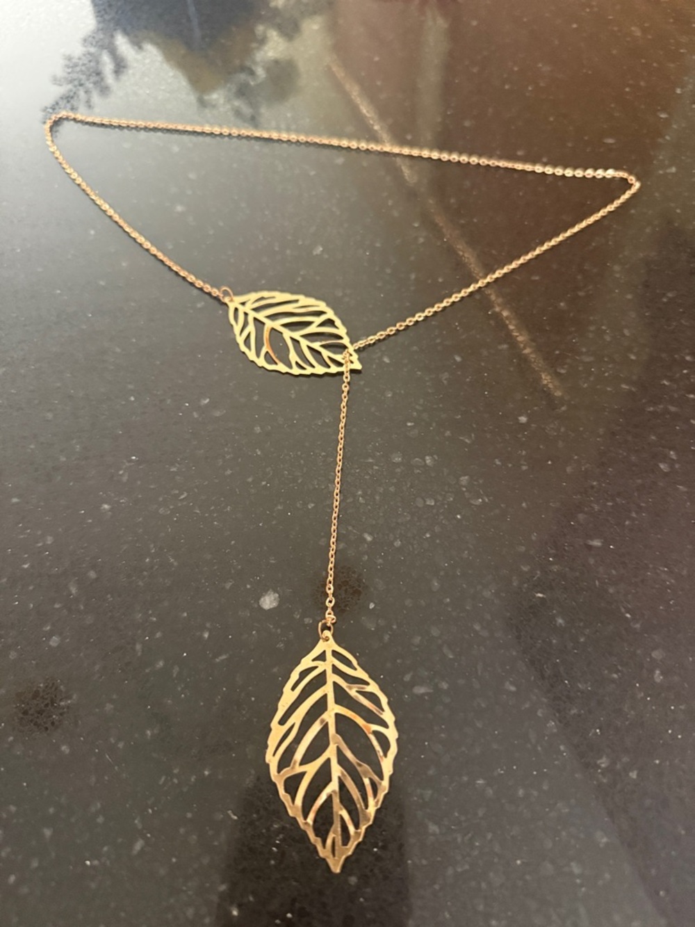 Gold Leaf Drop Y Necklace new in bag